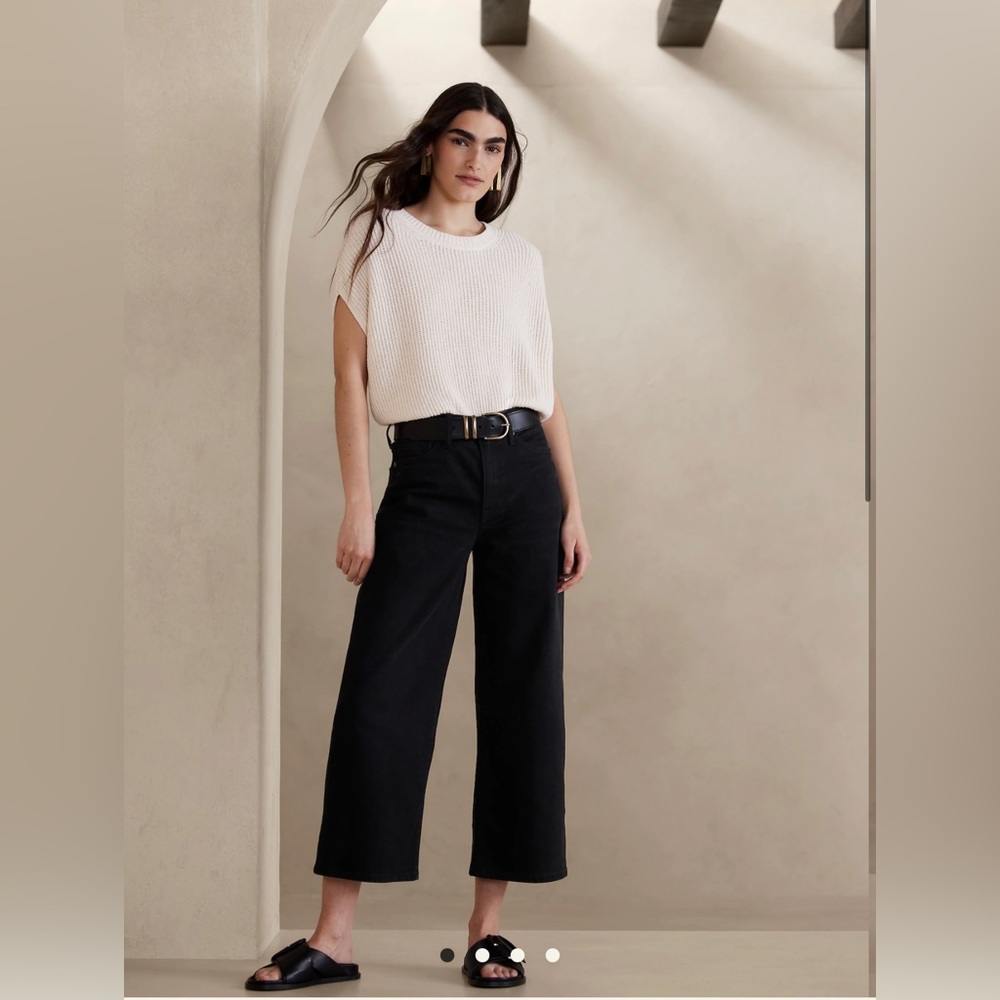 Banana Republic High Waist Wide Leg Crop Jean size 30, washed black